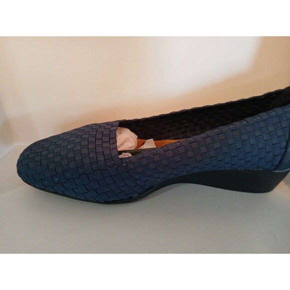 Comfortview Shoes Maple Womens 11m SLIP-ON Navy Blue Comfort Wedge Woven Design - Picture 15 of 16